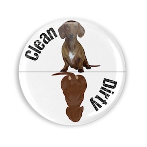 2.25&quot; Dachshund Wiener Dogs Front and Back Clean Dirty Dishwasher Magnet
