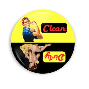 2.25&quot; Retro Riveter and Retro Pin Up Girl Clean Dirty Dishwasher Magnet