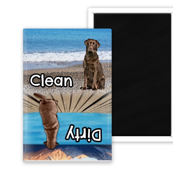 Funny Chocolate Lab Clean Dirty Scenic Background Dishwasher Magnet