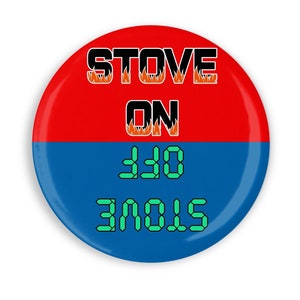 2.25" Stove On Off Reminder Magnet – Fire Safety Kitchen Magnet – Red Blue  Alert Sign