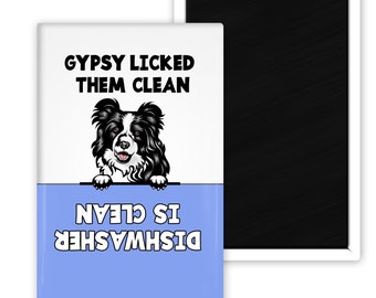 Pick Your Peeking Border Collie Personalized Dog Licked Them Clean Dishwasher Magnet