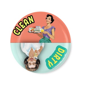 3.5&quot; Retro Housewives Clean Dirty Dishwasher Magnet