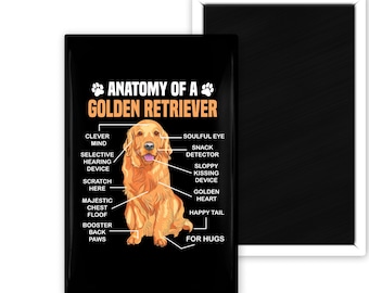 Anatomy Of A Golden Retriever Cute and Funny Fridge Magnet - 2" x 3" - Handmade Gift