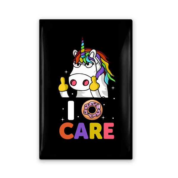 I Donut Care Funny Unicorn 2" x 3"  Pin Back Button Or Magnet