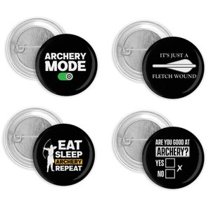Archery Set Of 4 Funny 1.5&quot; Pin Back Buttons