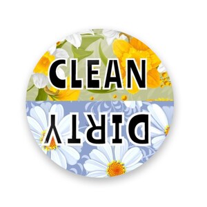 2.25&quot; Vintage Flower Retro Floral Clean Dirty Dishwasher Magnet