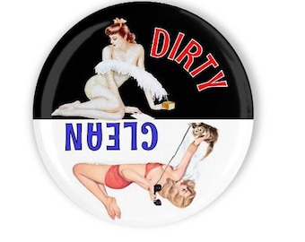 Retro Women Vintage  Pin Up Girls Adult Clean Dirty Dishwasher Magnet