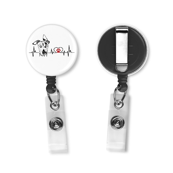 Whippet Dog Heart Line Heartbeat Retractable Badge Reel ID Holder -   Canada