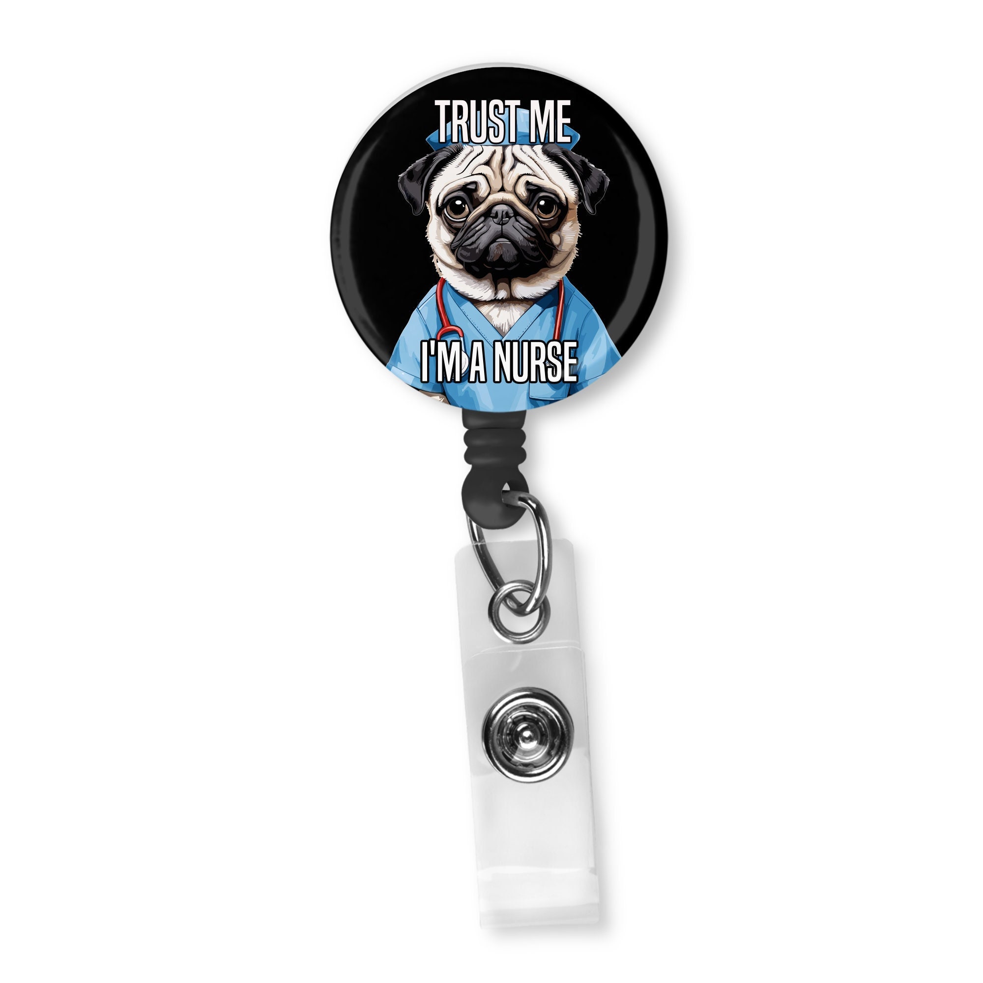 Coffee Pug Badge Holder, Pug ID Reel, Cute Pug Feltie, Dog Badge, Pug  Lanyard, Animal Badge Holder, Lazy Pug ID Holder 