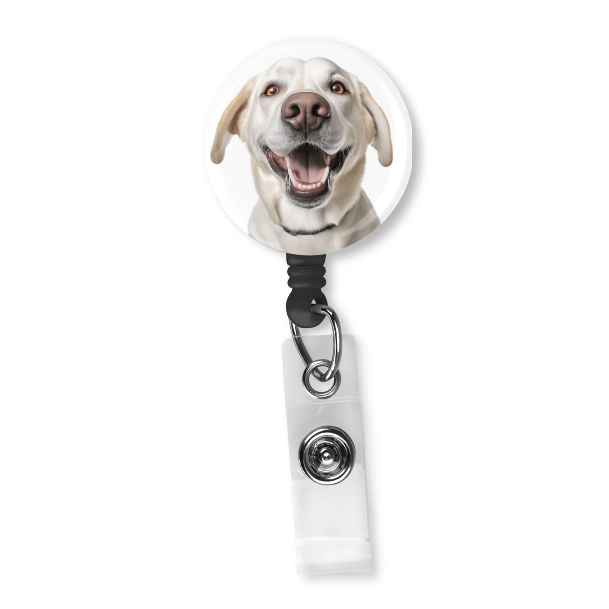 Adorable Happy Labrador Retriever Badge Reel ID Holder - Perfect for Dog Lovers!