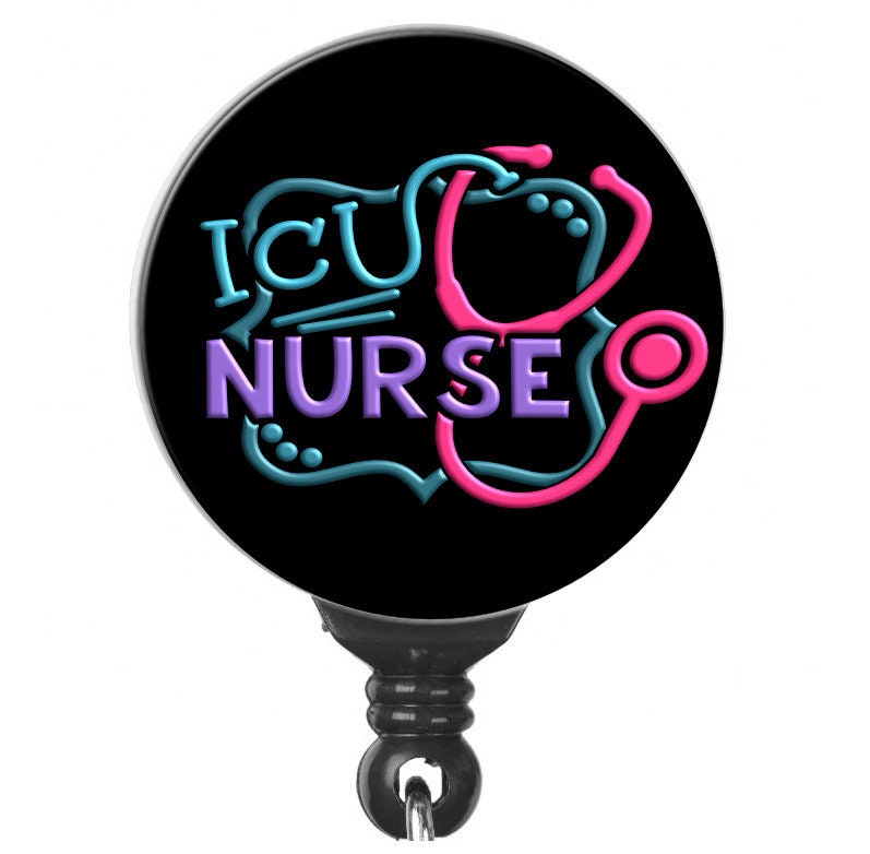 ICU Nurse Cute Badge Reel ID Holder Etsy