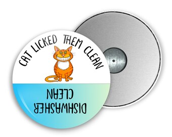 Lustiger Katzen-Geschirrspüler-Magnet – Sauber/schmutzig Anzeige, Wendbar, 8,9 X 7,9 Cm, Mit Klebepad