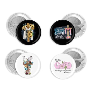 Christian Button or Magnet Set - Faith and Inspirational Quotes - 4 Pack