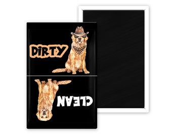 Cute Golden Retriever Clean Dirty Dishwasher Magnet