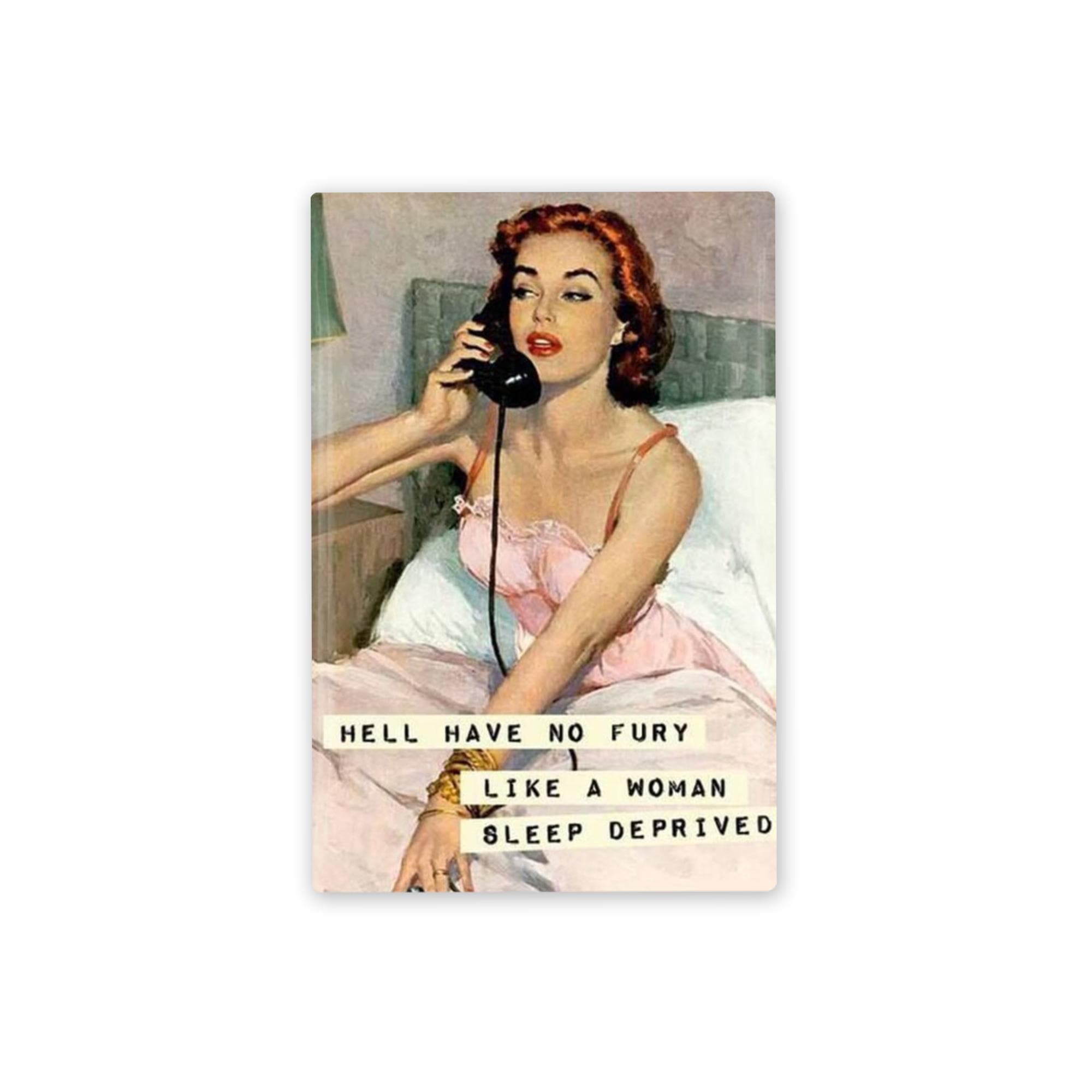 Funny Sleep Deprived Mom Magnet: Sarcastic Retro Kitchen Decor