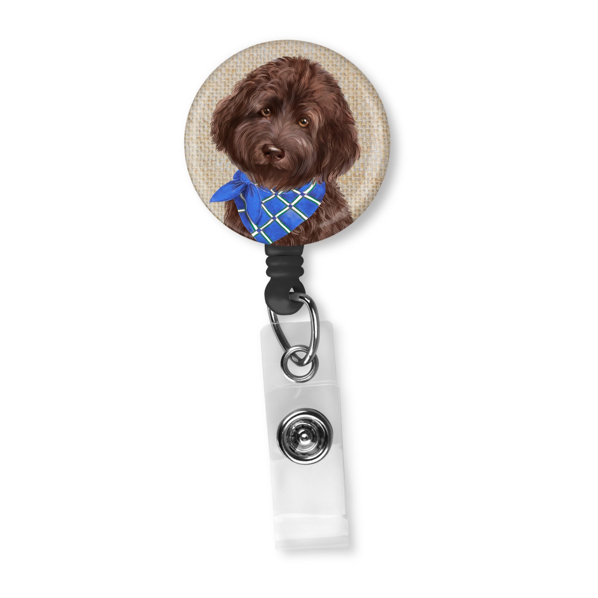 Goldendoodle Labradoodle Pick Your Color Dog Badge Reel ID Holder 