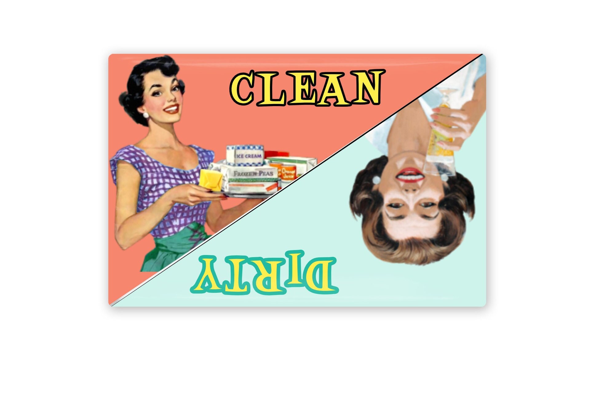 Clean Dirty Dishwasher Magnet Rosie the Riveter and Retro Pin up Woman 