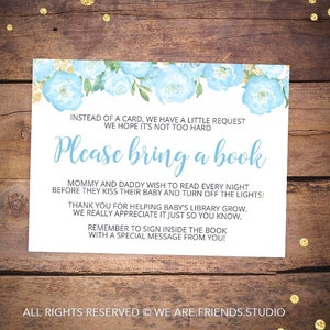 Printable Please Bring a Book Card Books for the Baby - Etsy