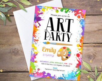 art party invitation etsy