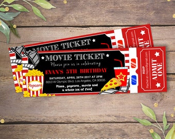 movie ticket invites etsy