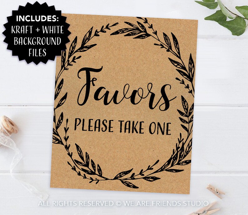 Printable Favors Please Take One Sign Rustic Baby Shower - Etsy