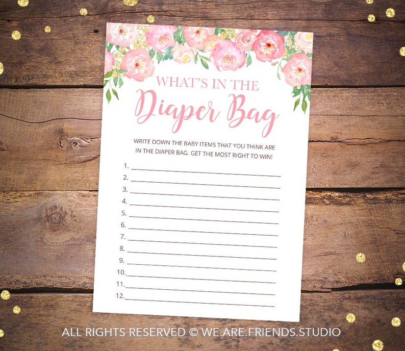 What's In The Diaper Bag Game Printable Baby Shower Etsy