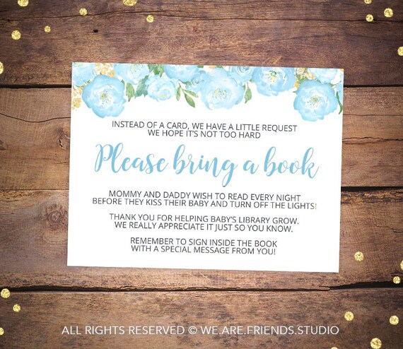 Printable Please Bring a Book Card Books for the Baby - Etsy