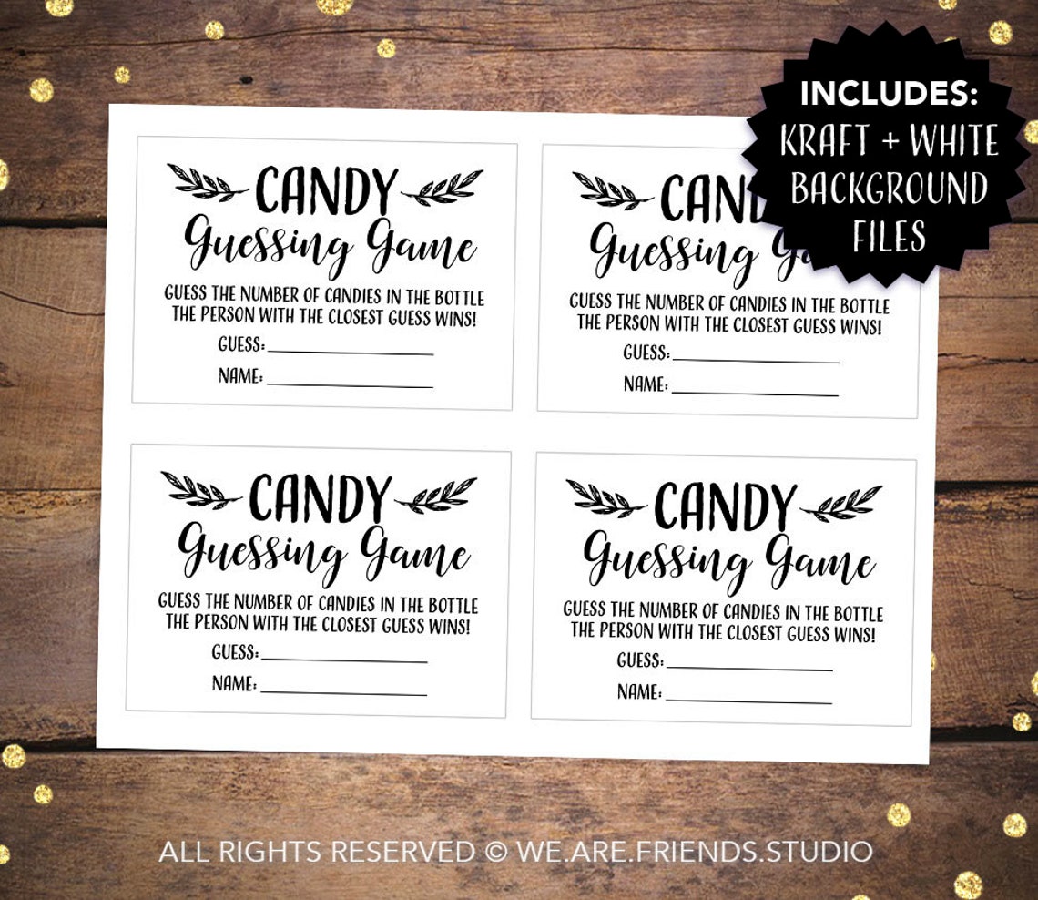 Printable Baby Shower Games Printable Candy Guessing Baby | Etsy Canada