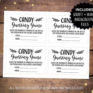 Printable Baby Shower Games Printable Candy Guessing Baby - Etsy Canada