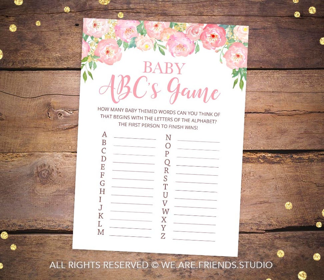 Baby ABC Game Printable Baby Shower Games Pink Baby Shower - Etsy