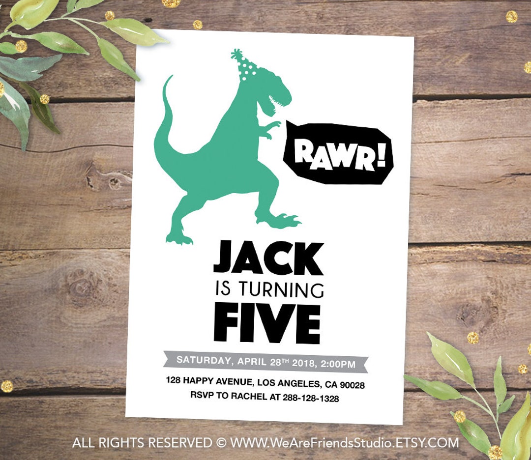 Printable Dinosaur Invitation Dinosaur Party Invitation Etsy