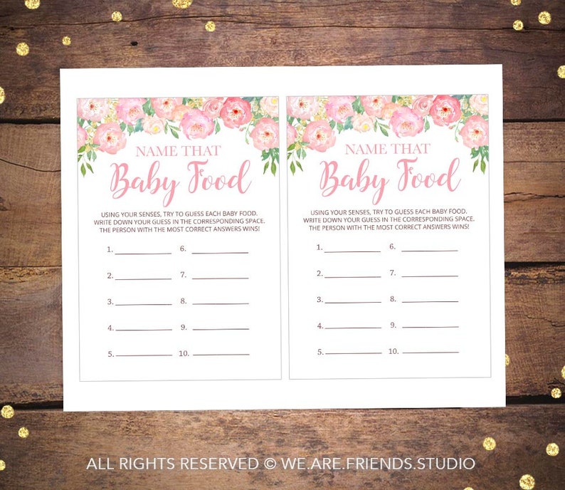 Name That Baby Food Game Printable Baby Shower Games Pink | Etsy