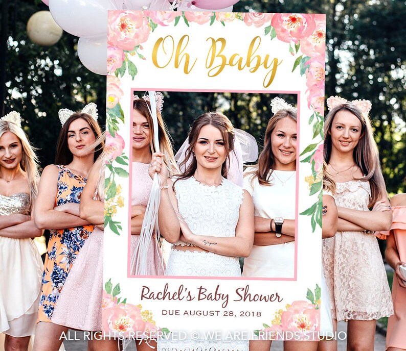 Printable Baby Shower Photo Booth Frame Pink Peony Baby Etsy Canada