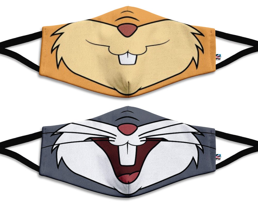 Bunny Mouth Face Mask, Bugs and Lola Inspired Face Mask, Sublimation,…