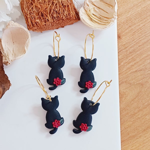 Boucles d’oreilles chat noir boucles d’oreilles sorcière boucles d’oreilles drôles bijoux chat bijoux cadeau pour ses boucles d’oreilles animaux bijoux animaux bijoux pour animaux de compagnie Teen Jewelry