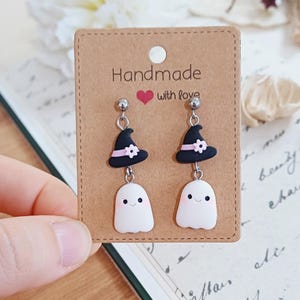 Orecchini fantasma halloween kawaii cute  in argilla polimerica handmade fimo miniature