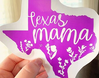 Texas Mama Vinyl Decal Sticker Floral Design Custom State Home Hometown Dallas San Antonio Houston Mom Mother Gift Austin Flowers Pattern