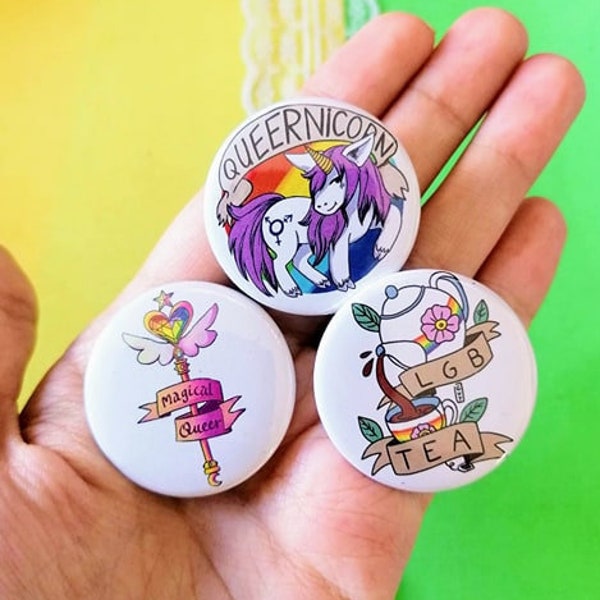 Badge lgbt (au choix), fierté lgbtq, illustration queer, pin transgenre, humour gay