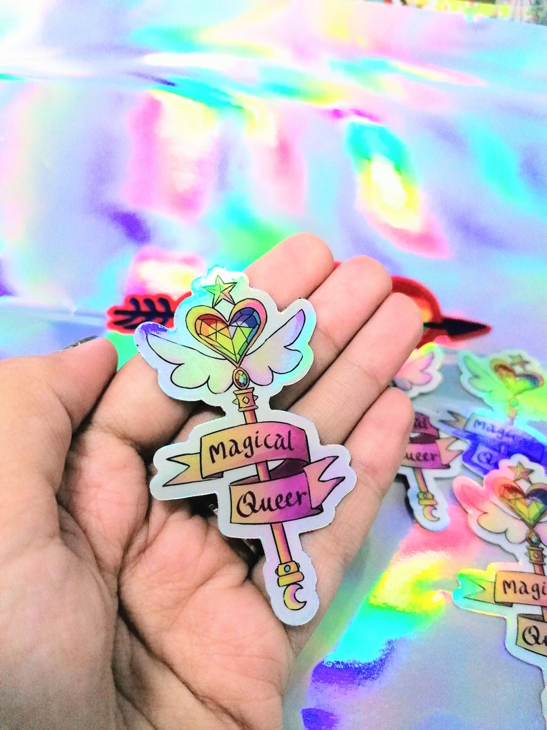 Magical queer Lgbt pride holographic sticker image 3