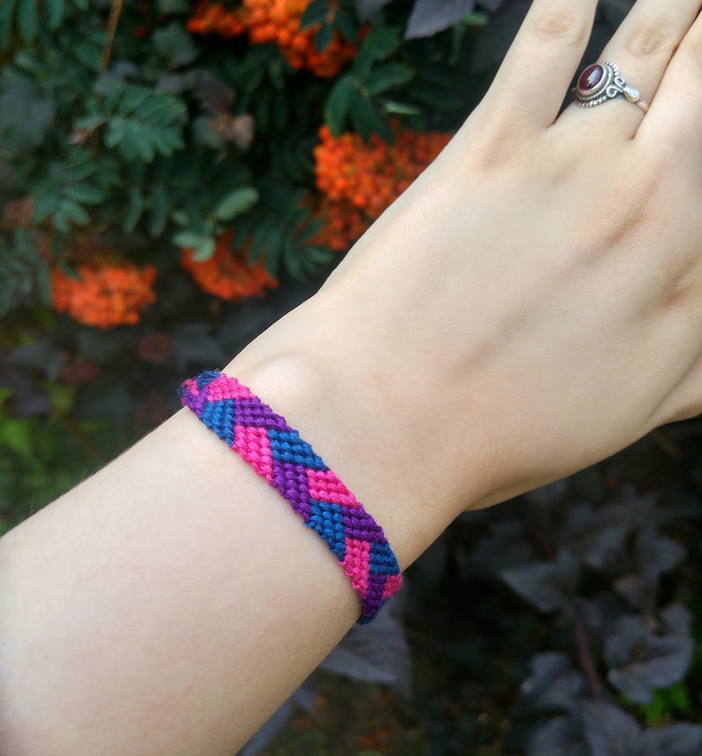 Bisexual pride bracelet lgbt queer bi pride friendship bracelet lgbt gift bi jewelry lgbt jewelry image 2