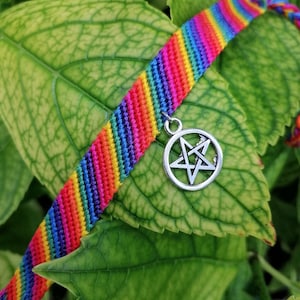 LGBT pride witch rainbow choker, lgbtq pentacle queer goth necklace