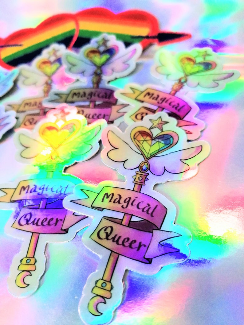 Magical queer Lgbt pride holographic sticker image 2