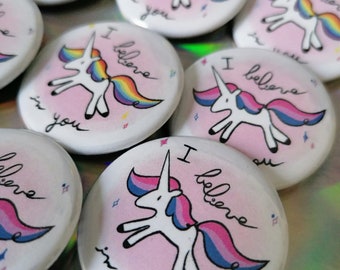 Lgbt rainbow unicorn button, gay pride, bisexual pride