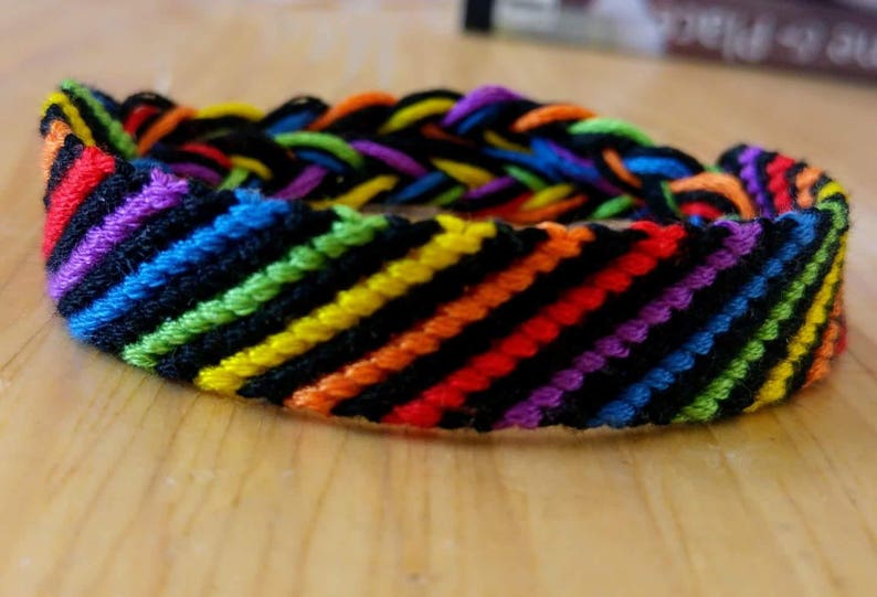LGBT pride friendship bracelet black rainbow queer LGBTQ image 1