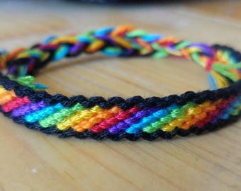 Thin LGBT pride bracelet black rainbow queer LGBTQ