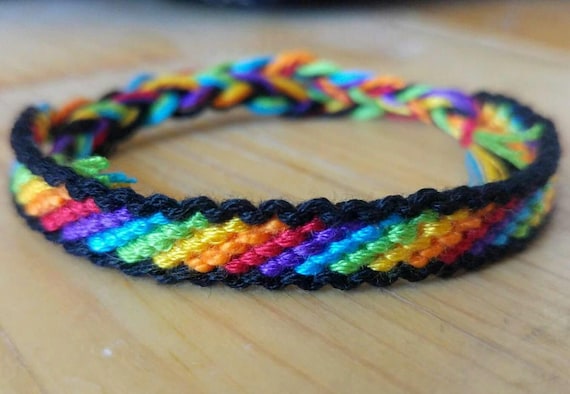 Thin LGBT pride bracelet black rainbow queer LGBTQ