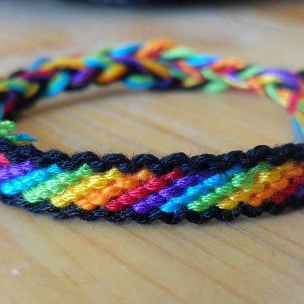 Thin LGBT pride bracelet black rainbow queer LGBTQ  