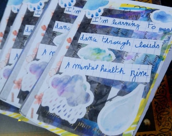 Mental health mini zine, cut and paste, full color, depression perzine, self care collage