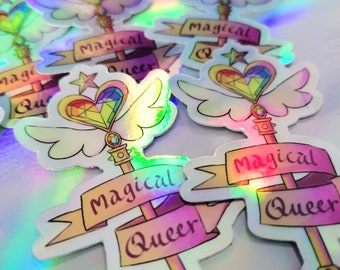 Magical queer Lgbt pride holographic sticker