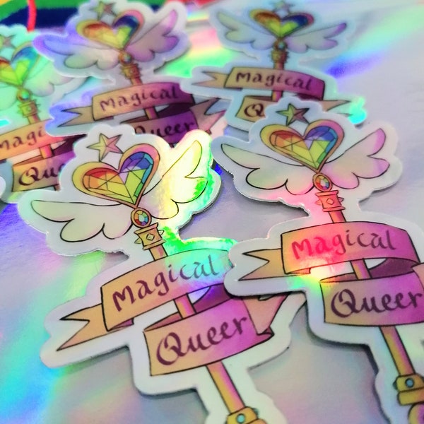 Magical queer Lgbt pride holographic sticker